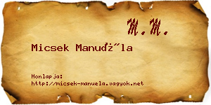 Micsek Manuéla névjegykártya